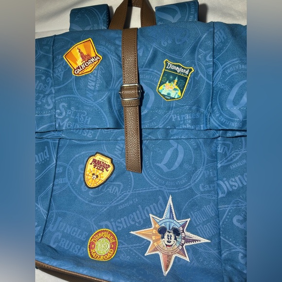 Disney World Passport Fold Over Backpack w/ Embroidered Patches - Picture 3 of 6
